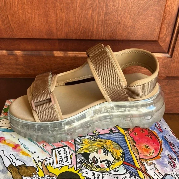 Jeffrey Campbell Women’s Elizondo Nylon Straps Platform Sandals Nude 38 - Picture 8 of 16